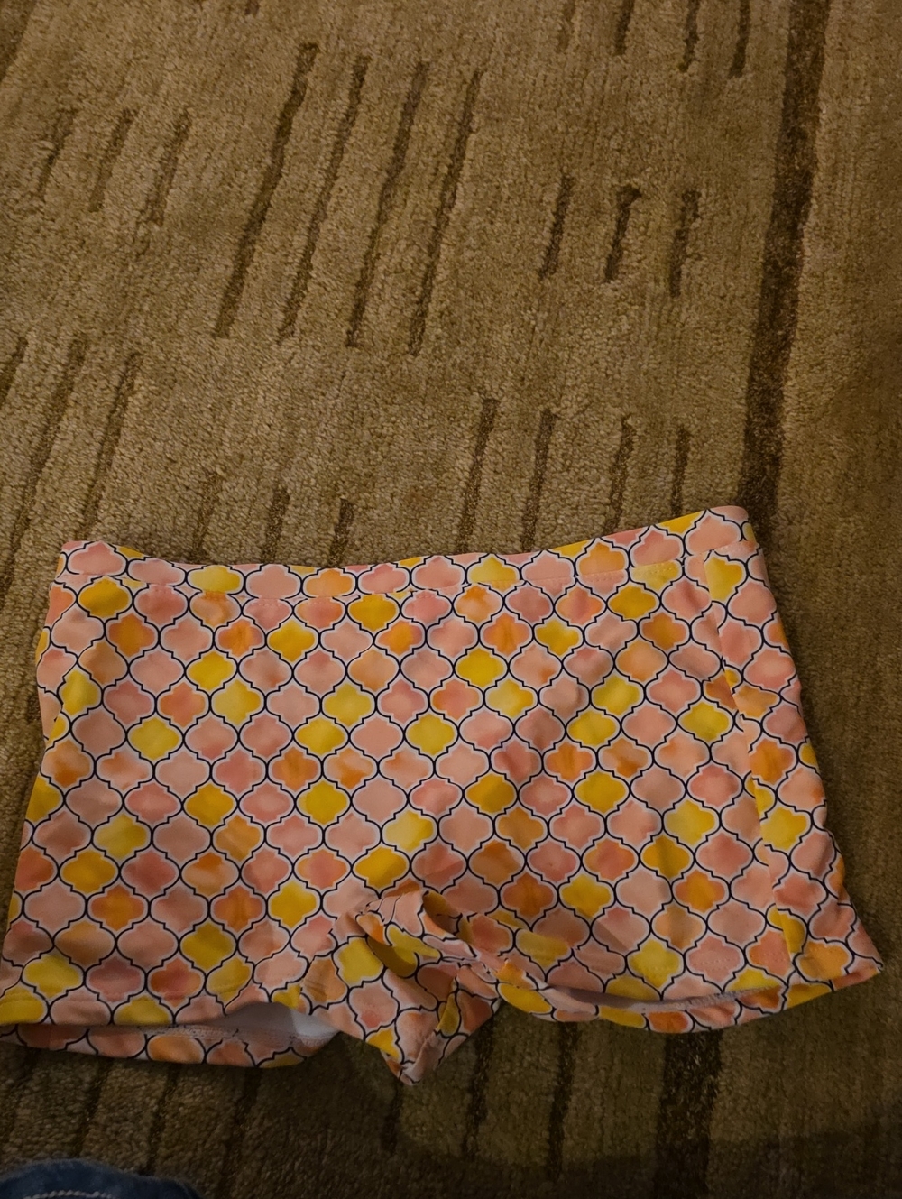 5/25 Tommy Bahama Pink and Yellow Geometric Bathing Suit Shorts Size 8